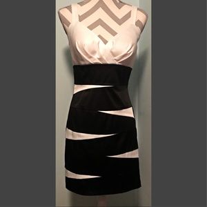 Classy! Black & White color block cocktail dress